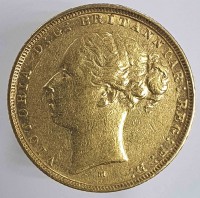 1 соверен  1883г. Великобритания. Королева Виктория, золото 0,917,вес 7,98гр,состояние VF - Мир монет