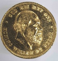 10 гульденов 1875г. Нидерланды, золото 0,900, вес 6,73гр,состояние AU - Мир монет