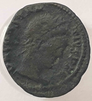   Обол  2 век нашей эры. Римская империя, бронза, вес 1,31гр, наибольший диаметр 17мм,состояние F-VF. - Мир монет