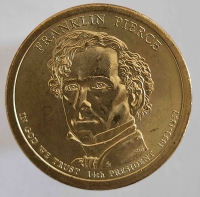 1 доллар 2010г. США.  Р . Франклин Пирс(1853-1857), 14-й президент,  состояние UNC. - Мир монет