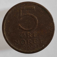 5 эре 1982г. Норвегия, состояние XF - Мир монет