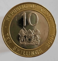 10 шиллингов 2005г. Кения, состояние UNC - Мир монет