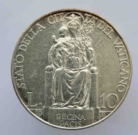 10 лир 1931г. Ватикан. Папа Пий XI, регулярный чекан, серебро 0,835, вес 10 грамм, состояние UNC - Мир монет