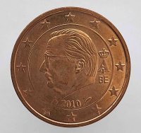 1 евроцент 2010г. Бельгия, состояние XF - Мир монет