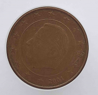 1 евроцент 2001г. Бельгия, из обращения. - Мир монет