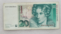 20 марок 1993  ФРГ. Аннет фон Дрост-Хюльшофф,  VF-XF. - Мир монет