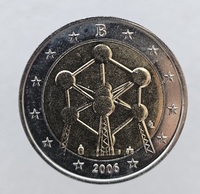 2 евро 2006г. Бельгия.  Конструкция Атомиум в Брюсселе , биметалл,  состояние UNC - Мир монет