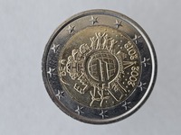 2 евро 2012г. Бельгия.  10 лет наличному обращению евро  ,из ролла - Мир монет