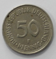 50 пфеннигов 1975г. ФРГ.F, никель, состояние VF - Мир монет