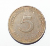 5 пфеннигов  1972г.  ФРГ. F,  состояние VF. - Мир монет