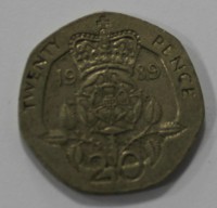 20 пенсов 1989г. Великобритания, состояние VF-XF - Мир монет