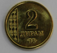 2 дирам 2011г.  Таджикистан, состояние UNC. - Мир монет
