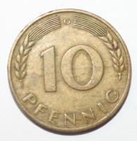 10 пфеннигов 1950г. ФРГ. G, состояние VF - Мир монет