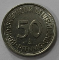 50 пфеннигов 1990г. ФРГ. А. никель, состояние XF. - Мир монет