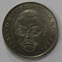 2 марки 1988г. ФРГ. J, никель, состояние VF-XF. - Мир монет