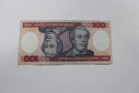  Банкнота 100 крузейро  1981-1984г.г.  Бразилия. Портрет тет-беш, состояние VF. - Мир монет