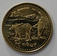 2 рупии 2006г. Непал, Пашня ,состояние UNC - Мир монет