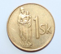 1 крона 1993г. Словакия,состояние XF. - Мир монет