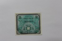 Банкнота   2 франка 1944г. Франция. освобождение войсками союзников, состояние XF. - Мир монет