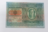 Банкнота 100 крон 1919г.  Австрия, с надпечаткой на банкноте 1910г.,состояние VF+ - Мир монет