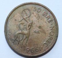 50 эре 1996г. Норвегия, никель,состояние VF - Мир монет