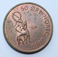 50 эре 2002г. Норвегия, бронза ,состояние VF - Мир монет