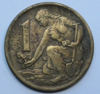 1 крона 1962г. Социалистическая Чехословакия, бронза,состояние VF - Мир монет