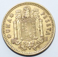 1 песета 1966г. Испания. Франсиско Франко, алюминиевая бронза, состояние aUNC - Мир монет