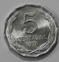 5 сентаво  1976г. Чили. Андский кондор, состояние UNC - Мир монет