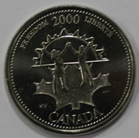 25 центов 2000 г. Канада , Миллениум-Наследие, состояние UNC. - Мир монет