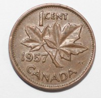 1 цент 1957г. Канада, бронза, состояние XF. - Мир монет