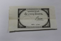 Банкнота   5 ливров  1796г. Франция, революционные деньги, состояние XF. - Мир монет