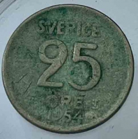 25 эре 1954г. Швеция - Мир монет
