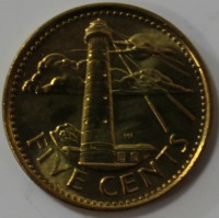 5 центов 2010г. Барбадос,состояние UNC - Мир монет