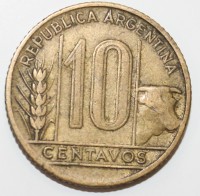 10 сентаво 1949г. Аргентина, состояние VF+ - Мир монет