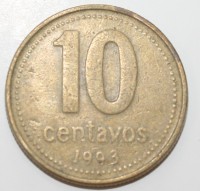 10 сентаво 1993г. Аргентина, состояние VF - Мир монет