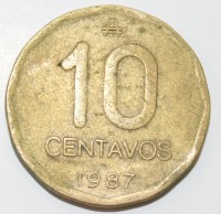 10 сентаво 1987г. Аргентина, состояние VF - Мир монет