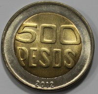 500 песо 2012г. Колумбия  Дерево, состояние UNC - Мир монет