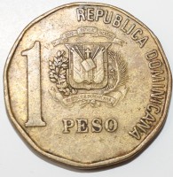 1 песо 1992г. Доминиканская Республика, состояние VF+ - Мир монет