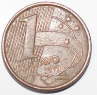 1 сентаво 1999г. Бразилия, состояние VF - Мир монет