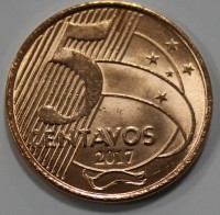 5 сентаво 2017г. Бразилия, состояние UNC - Мир монет