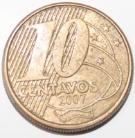 10 сентаво 2010 г. Бразилия, состояние VF - Мир монет