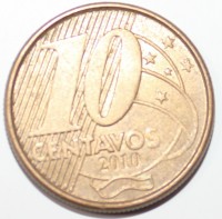 10 сентаво 2010 г. Бразилия, состояние VF-XF - Мир монет