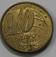 10 сентаво 2011 г. Бразилия, состояние VF - Мир монет
