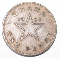 1 пенни 1958г. Гана, состояние VF-XF. - Мир монет