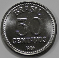 50 сентаво 1986г. Бразилия, состояние UNC - Мир монет