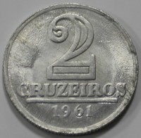 2 крузейро 1961г. Бразилия, состояние XF - Мир монет