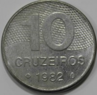 10 крузейро 1982г. Бразилия, состояние VF-XF - Мир монет