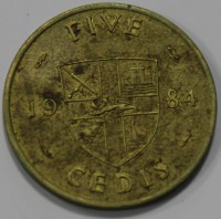 5 цедис 1984г. Гана, состояние F - Мир монет