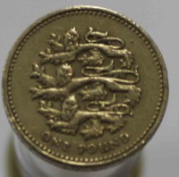 1 фунт 2002г. Великобритания. Елизавета II. Три льва-Герб Платагенетов, состояние VF-XF - Мир монет